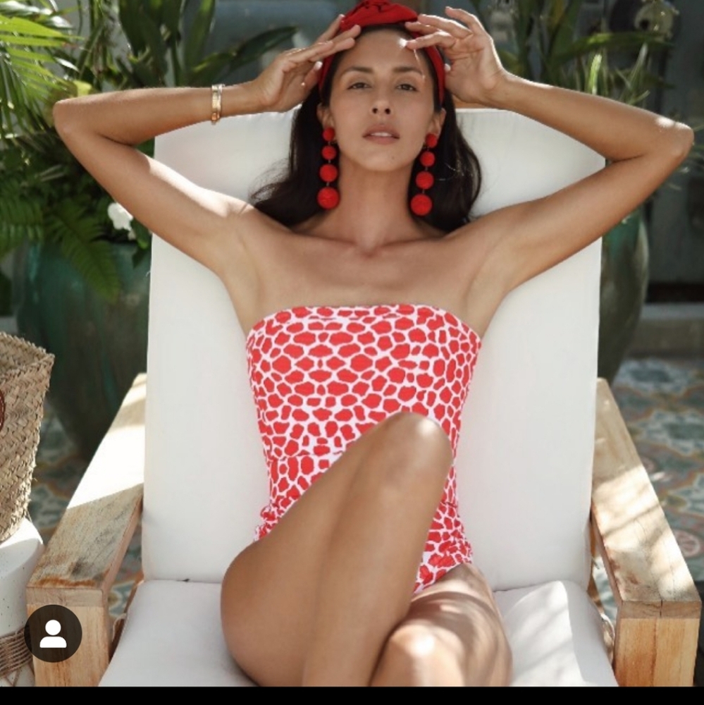 ALEXANDRA MIRO WHITNEY STRUCTURED ONE PIECE SWIMSUIT IN RED GIRAFFE